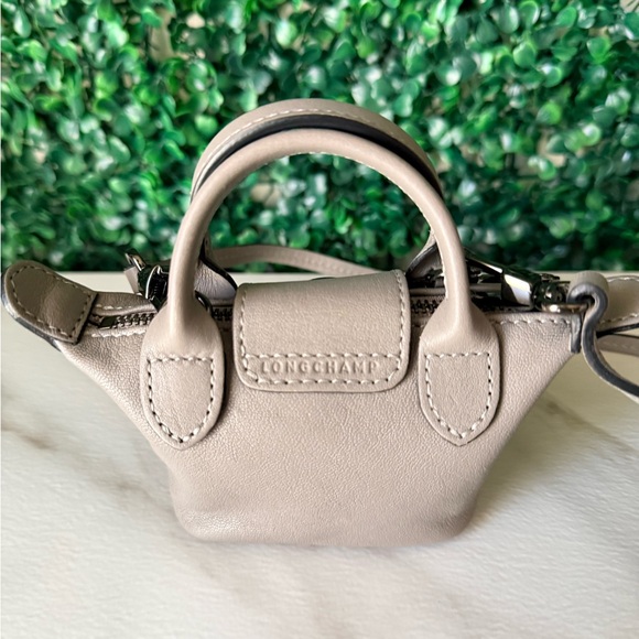 Longchamp Leather Gray Mini Handbag Crossbody Bag Charm - Picture 2 of 8